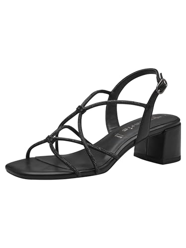 Tamaris Damen Sandalen mit Absatz Vegan Blockabsatz Sommer; BLACK/schwarz; 37 von Tamaris