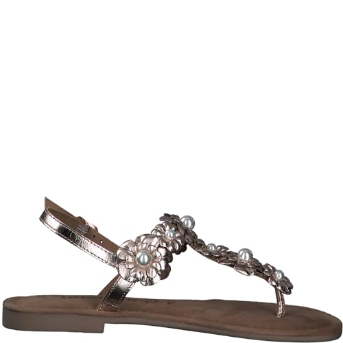 Tamaris Damen Sandaletten, Frauen Sandalen,Leichter Absatz,Sommerschuhe,Freizeitschuhe,offene Schuhe,Strandschuhe,elegant,Rose METALLIC,38 EU von Tamaris
