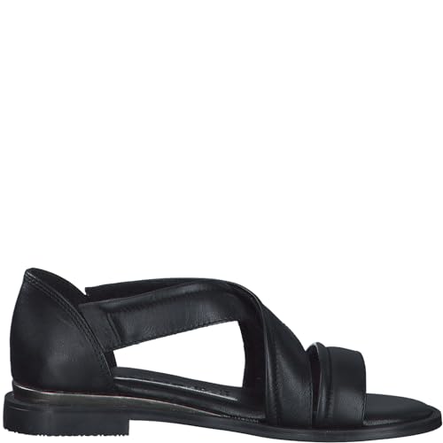 Tamaris Damen Sandaletten, Frauen Sandalen,Sommersandalen,bequem,flach,Sommerschuhe,Freizeitschuhe,offene Schuhe,Black Leather,36 EU von Tamaris