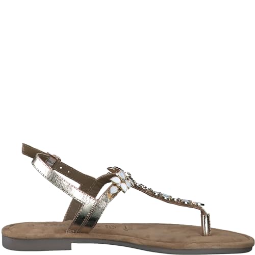 Tamaris Damen Sandaletten, Frauen Sandalen,Sommersandalen,bequem,flach,Sommerschuhe,Freizeitschuhe,offene Schuhe,Light Gold,36 EU von Tamaris