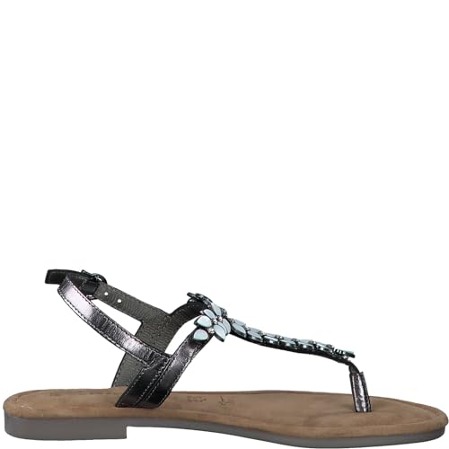 Tamaris Damen Sandaletten, Frauen Sandalen,Sommersandalen,bequem,flach,Sommerschuhe,Freizeitschuhe,offene Schuhe,Strandschuhe,Pewter,41 EU von Tamaris