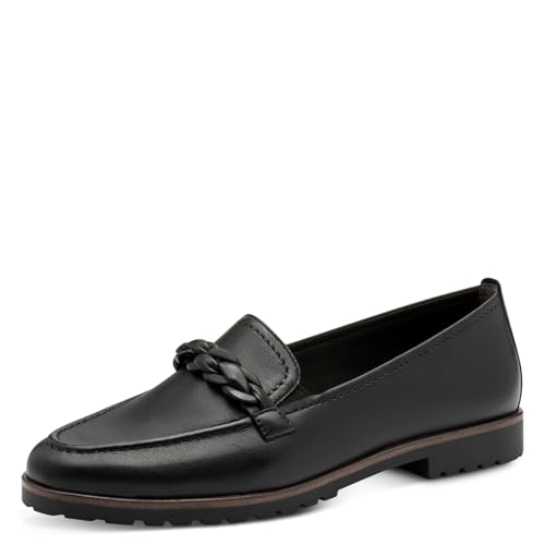 Tamaris Damen Slipper, Frauen Slip On,TOUCHit-Fußbett,Slip-ons,Slides,Schlupfschuhe,schluepfschuhe,Loafer,College Schuhe,Black Leather,40 EU von Tamaris