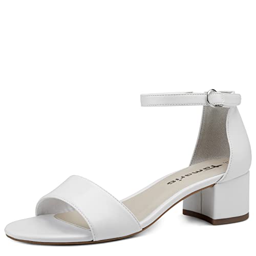 Tamaris Damen Sandaletten, Frauen Sandalen,Strandschuhe,Riemchensandalen,elegant,Leichter Absatz,Sommerschuhe,Freizeitschuhe,White MATT,36 EU von Tamaris