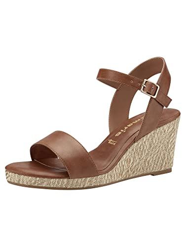 Tamaris Damen Sandaletten, Frauen Sandalen,TOUCHit-Fußbett,Sommerschuhe,Freizeitschuhe,offene Schuhe,Strandschuhe,elegant,Cognac,41 EU von Tamaris