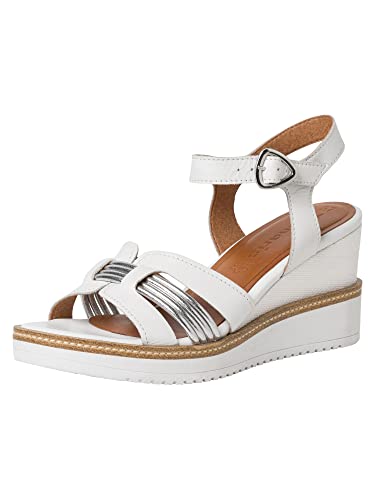 Tamaris Damen Sandaletten, Frauen Sandalen,TOUCHit-Fußbett,strandschuhe,high heels,stilettos,offene absatzschuhe,WHITE/SILVER,40 EU von Tamaris