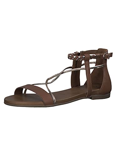 Tamaris Damen Sandaletten, Frauen Sandalen,TOUCHit-Fußbett,flach,sommerschuhe,freizeitschuhe,offene schuhe,strandschuhe,COGNAC COMB,39 EU von Tamaris