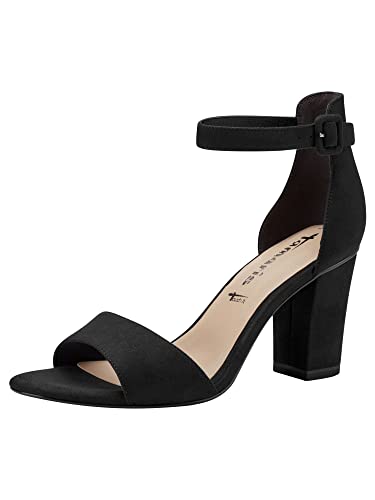 Tamaris Damen Sandaletten, Frauen Sandalen,TOUCHit-Fußbett,high Heels,Stilettos,offene Absatzschuhe,hoher Absatz,Black Suede,40 EU von Tamaris