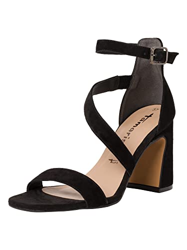 Tamaris Damen Sandaletten, Frauen Sandalen,TOUCHit-Fußbett,high Heels,Stilettos,offene Absatzschuhe,hoher Absatz,Sommerschuhe,Black,36 EU von Tamaris