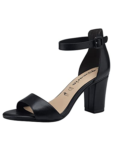 Tamaris Damen Sandaletten, Frauen Sandalen,TOUCHit-Fußbett,high heels,stilettos,offene absatzschuhe,hoher absatz,sommerschuhe,BLACK,41 EU von Tamaris