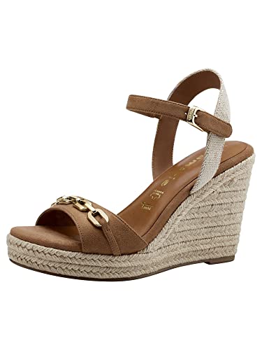 Tamaris Damen Sandaletten, Frauen Sandalen,TOUCHit-Fußbett,high heels,stilettos,offene absatzschuhe,hoher absatz,sommerschuhe,CAMEL,40 EU von Tamaris