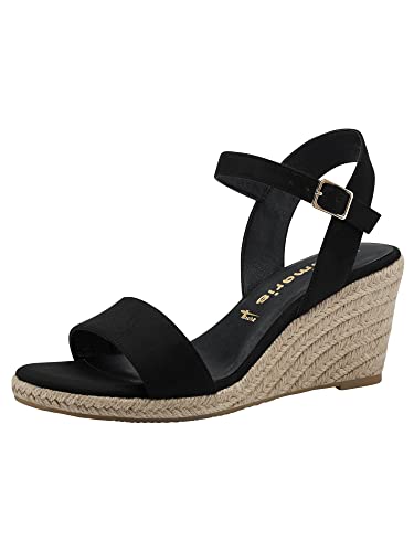 Tamaris Damen Sandaletten, Frauen Sandalen,TOUCHit-Fußbett,hoher absatz,sommerschuhe,freizeitschuhe,offene schuhe,strandschuhe,BLACK,40 EU von Tamaris