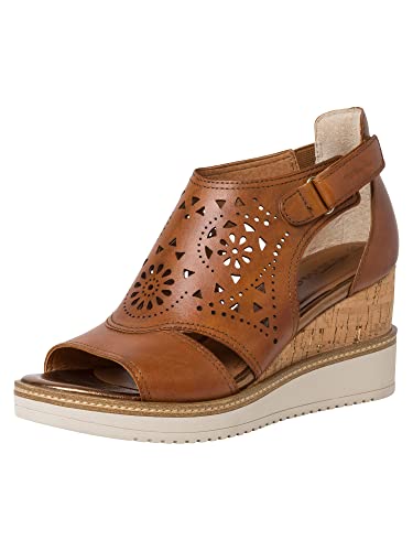 Tamaris Damen Sandaletten, Frauen Sandalen,TOUCHit-Fußbett,offene absatzschuhe,hoher absatz,sommerschuhe,freizeitschuhe,COGNAC,37 EU von Tamaris