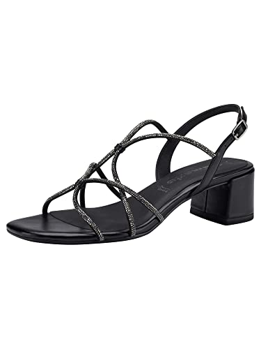 Tamaris Damen Sandaletten, Frauen Sandalen,TOUCHit-Fußbett,offene schuhe,strandschuhe,riemchensandalen,elegant,BLACK METALLIC,39 EU von Tamaris