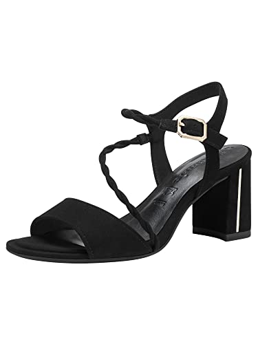 Tamaris Damen Sandaletten, Frauen Sandalen,TOUCHit-Fußbett,offene Schuhe,Strandschuhe,Riemchensandalen,elegant,Leichter Absatz,Black,37 EU von Tamaris
