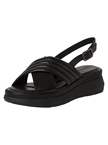 Tamaris Damen Sandaletten, Frauen Sandalen,TOUCHit-Fußbett,offene Schuhe,Strandschuhe,Sommersandalen,bequem,flach,Black Leather,37 EU von Tamaris