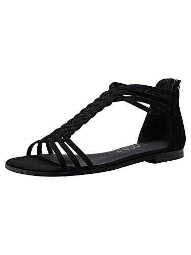 Tamaris Damen Sandaletten, Frauen Sandalen,TOUCHit-Fußbett,offene schuhe,strandschuhe,sommersandalen,bequem,flach,sommerschuhe,BLACK,38 EU von Tamaris