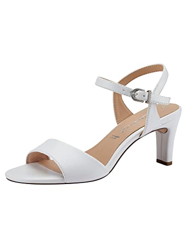 Tamaris Damen Sandaletten, Frauen Sandalen,TOUCHit-Fußbett,offene schuhe,strandschuhe,riemchensandalen,elegant,sommerschuhe,WHITE MATT,37 EU von Tamaris