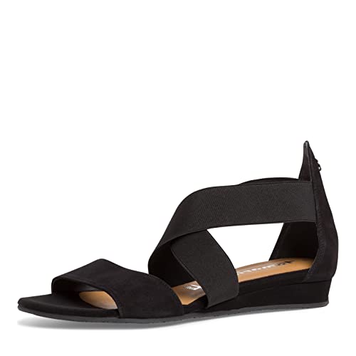 Tamaris Damen Sandaletten, Frauen Sandalen,TOUCHit-Fußbett,Sommersandalen,bequem,flach,Sommerschuhe,Freizeitschuhe,Black Uni,36 EU von Tamaris