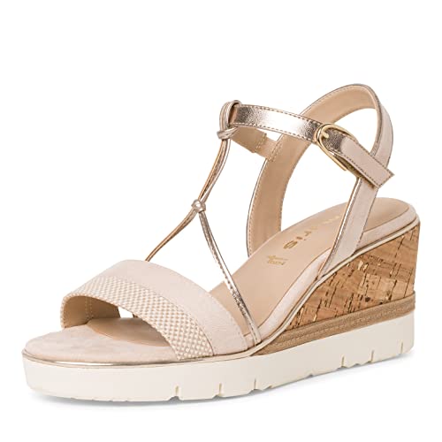 Tamaris Damen Sandaletten, Frauen Sandalen,TOUCHit-Fußbett,strandschuhe,high heels,stilettos,offene absatzschuhe,BEIGE COMB,37 EU von Tamaris