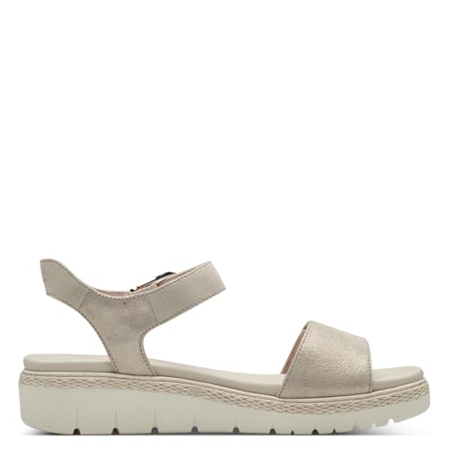 Tamaris Damen Sandaletten, Frauen Sandalen,Wechselfußbett,Strandschuhe,Sommersandalen,bequem,flach,Sommerschuhe,Champagne,40 EU von Tamaris