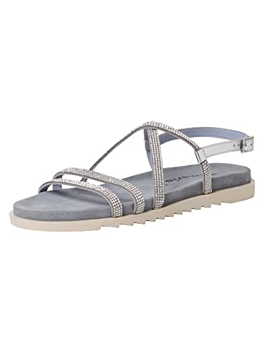 Tamaris Damen Sandaletten, Frauen Sandalen,bequem,flach,sommerschuhe,freizeitschuhe,offene schuhe,strandschuhe,SILVR GLAM/SKY,41 EU von Tamaris