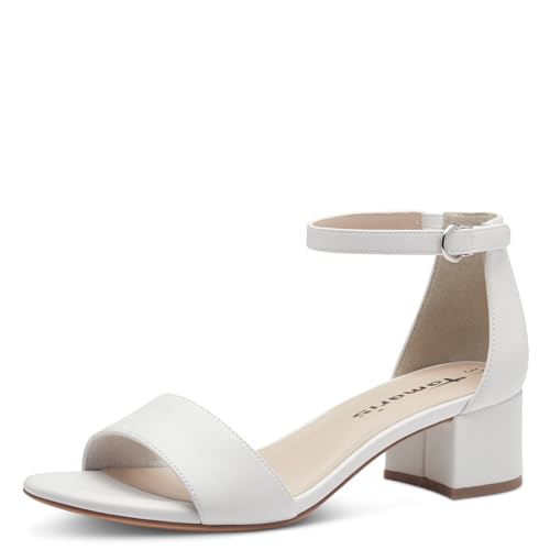 Tamaris Damen Sandaletten, Frauen Sandalen,elegant,Leichter Absatz,Sommerschuhe,Freizeitschuhe,offene Schuhe,Strandschuhe,White MATT,40 EU von Tamaris