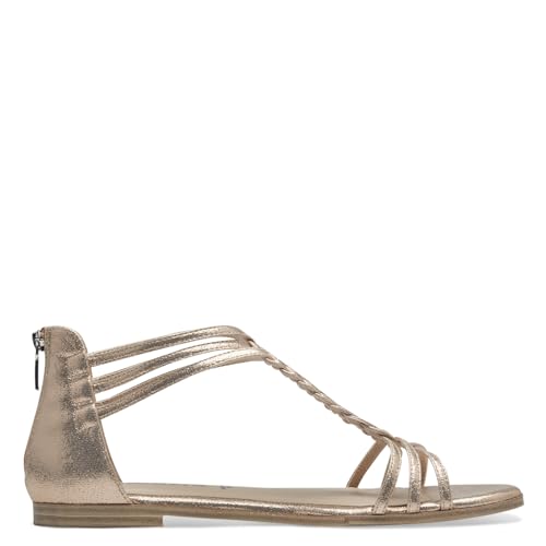 Tamaris Damen Sandaletten, Frauen Sandalen,flach,Sommerschuhe,Freizeitschuhe,offene Schuhe,Strandschuhe,Sommersandalen,Champagne MET.,41 EU von Tamaris