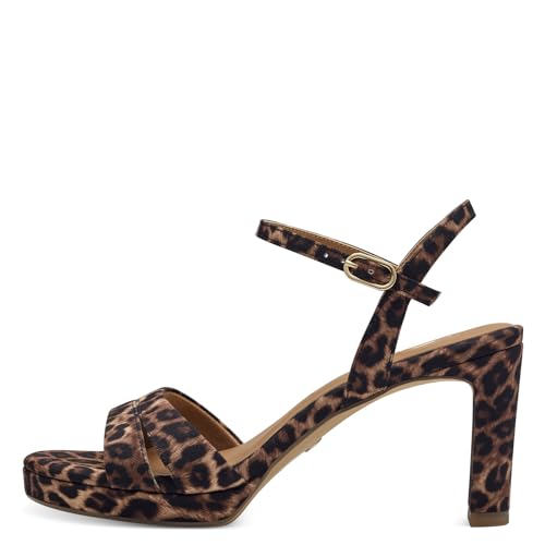 Tamaris Damen Sandaletten, Frauen Sandalen,offene schuhe,strandschuhe,riemchensandalen,elegant,leichter absatz,sommerschuhe,LEOPARD,38 EU von Tamaris