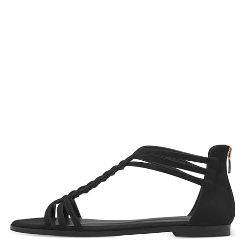 Tamaris Damen Sandaletten, Frauen Sandalen,sommersandalen,bequem,flach,sommerschuhe,freizeitschuhe,offene schuhe,strandschuhe,BLACK,40 EU von Tamaris