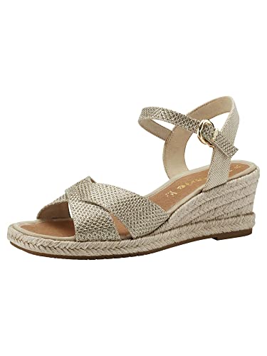 Tamaris Damen Sandaletten, Frauen Sandalen,sommerschuhe,freizeitschuhe,offene schuhe,strandschuhe,riemchensandalen,LGHT GOLD GLAM,38 EU von Tamaris