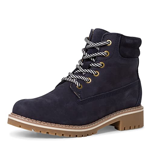 Tamaris Damen Schnürstiefel, Frauen Stiefel,Wechselfußbett,DUOtex,wasserabweisend,warm gefüttert,halbstiefel,schnürung,boots,NAVY,40 EU von Tamaris