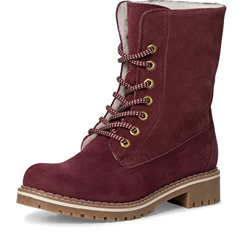 Tamaris Damen Schnürstiefeletten, Frauen Stiefeletten,DUOtex,wasserabweisend,warm gefüttert,bootee,booties,halbstiefel,BORDEAUX,41 EU von Tamaris