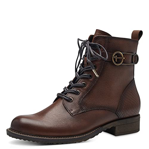 Tamaris Damen Schnürstiefeletten, Frauen Stiefeletten,schnürboots,reißverschluss,Stiefel,Bootee,Booties,halbstiefel,Cognac,38 EU von Tamaris