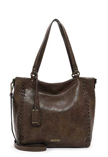 Tamaris Damen Shopper Handtasche Ornament Design Kreuzstich edler Look Janne 32004, Farbe:Grün von Tamaris