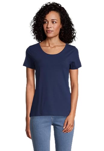 Tamaris Damen Slim T-Shirt mit tiefem Nackenausschnitt ALBA Blau S von Tamaris