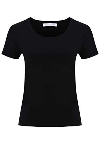 Tamaris Damen Slim T-Shirt mit tiefem Nackenausschnitt ALBA Schwarz M von Tamaris