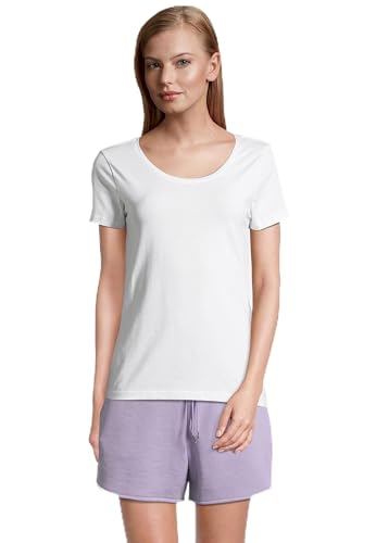 Tamaris Damen Slim T-Shirt mit tiefem Nackenausschnitt ALBA Weiß L von Tamaris