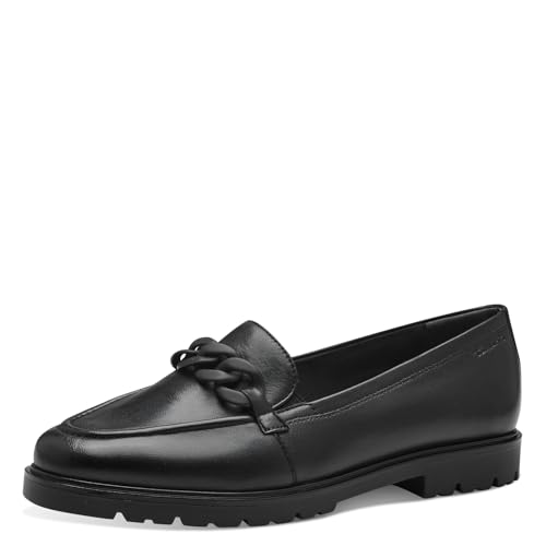 Tamaris Damen Klassische Ballerinas, Frauen Flats,TOUCHit-Fußbett,Slip-ons,klassisch elegant,Ballerinen,Pumps,Halbschuhe,Slipper,Black Leather,39 EU von Tamaris