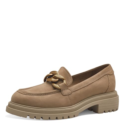Tamaris Damen Slipper Leder bequem; Camel, EU 41 von Tamaris