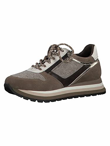 Tamaris Damen Sneaker, Frauen Low-Top Sneaker,lose Einlage,Turnschuhe,Laufschuhe,schnürschuhe,schnürer,Plateausohle,Taupe Felt COM,40 EU / 6.5 UK von Tamaris