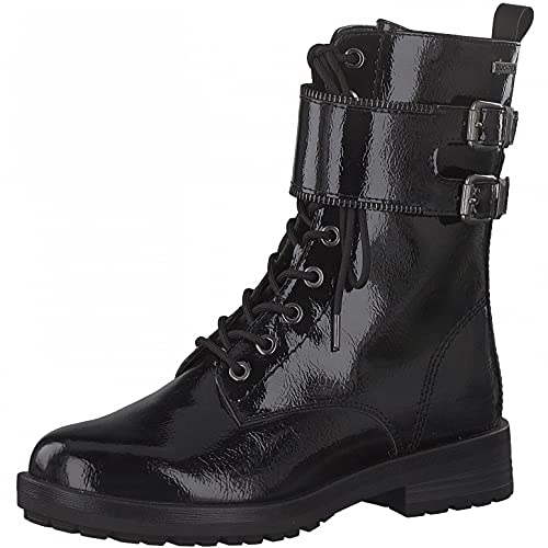 Tamaris Damen Stiefel, Frauen Schnürstiefel,DUOtex,TOUCHit-Fußbett,wasserabweisend,warm gefüttert,Winterschuhe,Black PATENT,40 EU / 6.5 UK von Tamaris