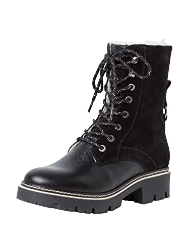 Tamaris Damen Stiefel, Frauen Schnürstiefel,lose Einlage,DUOtex,wasserabweisend,warm gefüttert,Winterschuhe,Black Leather,39 EU / 5.5 UK von Tamaris