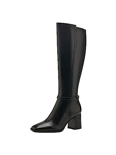 Tamaris Damen Langschaft-Stiefel mit Absatz Leder Blockabsatz; BLACK/schwarz; 36 EU von Tamaris