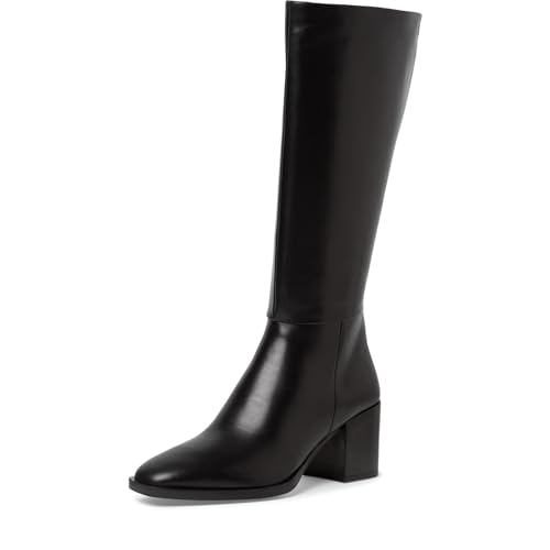 Tamaris Damen Langschaft-Stiefel mit Absatz Leder Blockabsatz; BLACK/schwarz; 38 EU von Tamaris