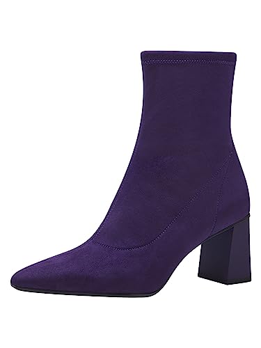 Tamaris Damen Boots mit Absatz Vegan Blockabsatz; PURPLE/lila; 39 EU von Tamaris