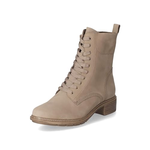 Tamaris Damen Schnürstiefel Leder Blockabsatz; TAUPE/beige; 39 EU von Tamaris