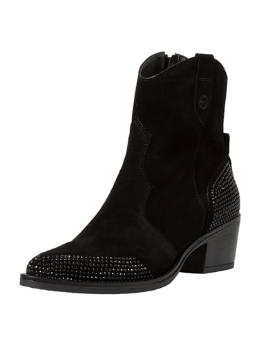 Tamaris Damen Boots mit Absatz Leder Blockabsatz; BLACK COMB/schwarz; 36 EU von Tamaris