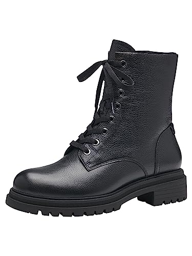 Tamaris Damen Schnürstiefel Leder Winter gefüttert; BLACK LEATHER/schwarz; 37 EU von Tamaris