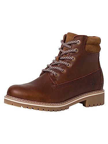 Tamaris Damen Schnürstiefel gefüttert Leder Blockabsatz Winter; BROWN/braun; 37 EU von Tamaris