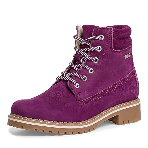 Tamaris Damen Schnürstiefel gefüttert Leder Blockabsatz Winter; PURPLE/lila; 38 EU von Tamaris